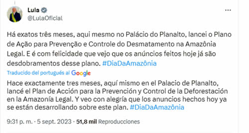 Anuncio Lula sobre la Amazonía