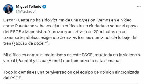 Miguel Tellado justifica el acoso a Óscar Puente