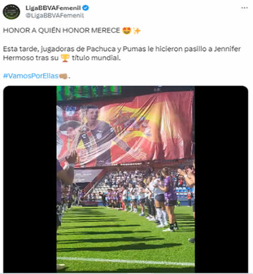 Tuit Liga Femenil sobre Jenni Hermoso