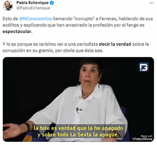 Tuit de Echenique sobre Nieves Concostrina